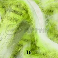 Hareline Tiger Barred Rabbit Zonker Strips - Funky Fly Tying 77 Hareline Tiger Barred Rabbit Zonker Strips - Funky Fly Tying -Eyes & Dumbbells Sales Store Hareline Magnum Cut Tiger Barred Zonkers Black Chartreuse Over Green Chartreuse 4