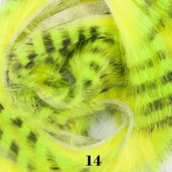 Hareline Magnum Cut Tiger Barred Zonkers - Funky Fly Tying -Eyes & Dumbbells Sales Store Hareline Magnum Cut Tiger Barred Zonkers Black Chartreuse over Fl Yellow 1