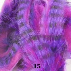 Hareline Magnum Cut Tiger Barred Zonkers - Funky Fly Tying -Eyes & Dumbbells Sales Store Hareline Magnum Cut Tiger Barred Zonkers Black Purple over Fuschia