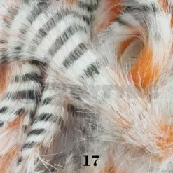 Hareline Tiger Barred Rabbit Zonker Strips - Funky Fly Tying 79 Hareline Tiger Barred Rabbit Zonker Strips - Funky Fly Tying -Eyes & Dumbbells Sales Store Hareline Magnum Cut Tiger Barred Zonkers Black White over Hot Orange 3