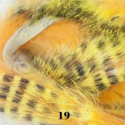 Hareline Tiger Barred Rabbit Zonker Strips - Funky Fly Tying 83 Hareline Tiger Barred Rabbit Zonker Strips - Funky Fly Tying -Eyes & Dumbbells Sales Store Hareline Magnum Cut Tiger Barred Zonkers Black Yellow over Hot Orange 3
