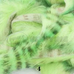 Hareline Tiger Barred Rabbit Zonker Strips - Funky Fly Tying 53 Hareline Tiger Barred Rabbit Zonker Strips - Funky Fly Tying -Eyes & Dumbbells Sales Store Hareline Magnum Cut Tiger Barred Zonkers Mahi Green Black Over Chartreuse 3