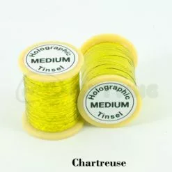 Funky Holographic Tinsel - Funky Fly Tying -Eyes & Dumbbells Sales Store Holographic Tinsel Chartreuse 1
