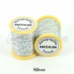 Funky Holographic Tinsel - Funky Fly Tying -Eyes & Dumbbells Sales Store Holographic Tinsel Silver 1