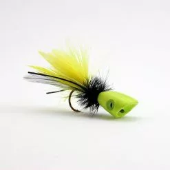 Fish Skull Flymen Surface Seducer Double Barrel Popper Bodies - Funky Fly Tying -Eyes & Dumbbells Sales Store Surface Seducer Double Barrel yellow chartruese side 1 1